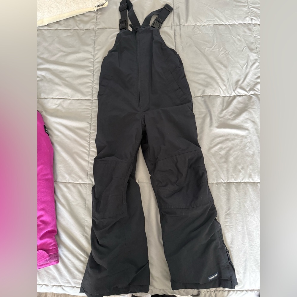 Lands' End kids size 7 snow bibs black
